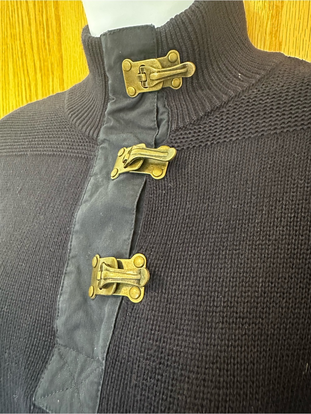 Lauren Jeans Co Navy Blue Button-Trim Rib-Knit Sweater Dress - Picture 8 of 10
